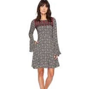 STETSON | EUC Flowy Paisley Embroidered Southwestern Black White Dress Size 10